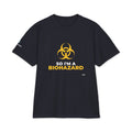 So I'm A Biohazard heavyweight tee in navy, front