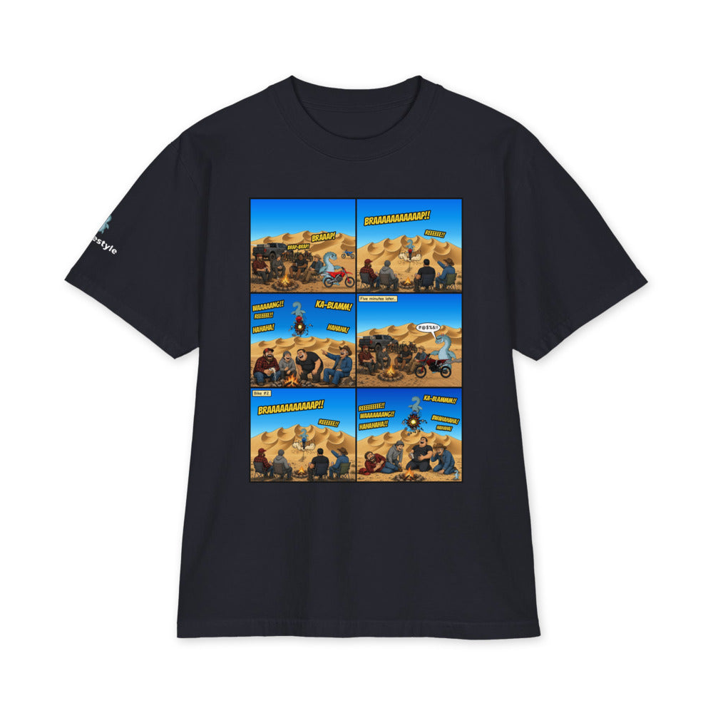 Double Engine Blow heavyweight tee in navy, front