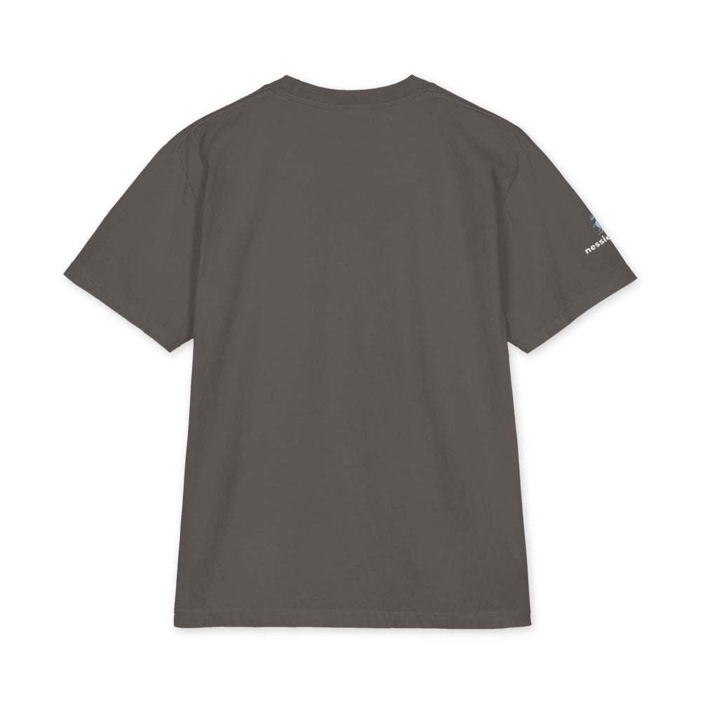 nessiestyle heavyweight tee, back with nessiestyle right-sleeve logo