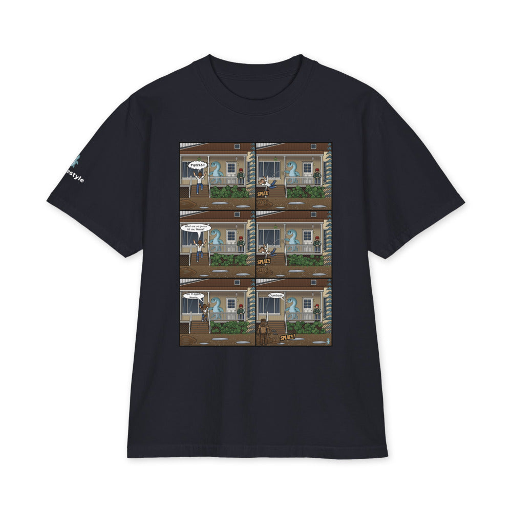 Porch Push heavyweight tee in navy, front