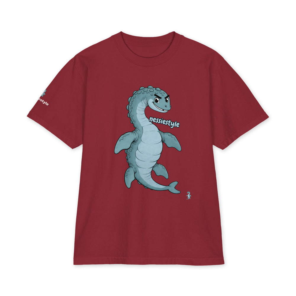 Nessie Solo heavyweight tee in burgundy, front