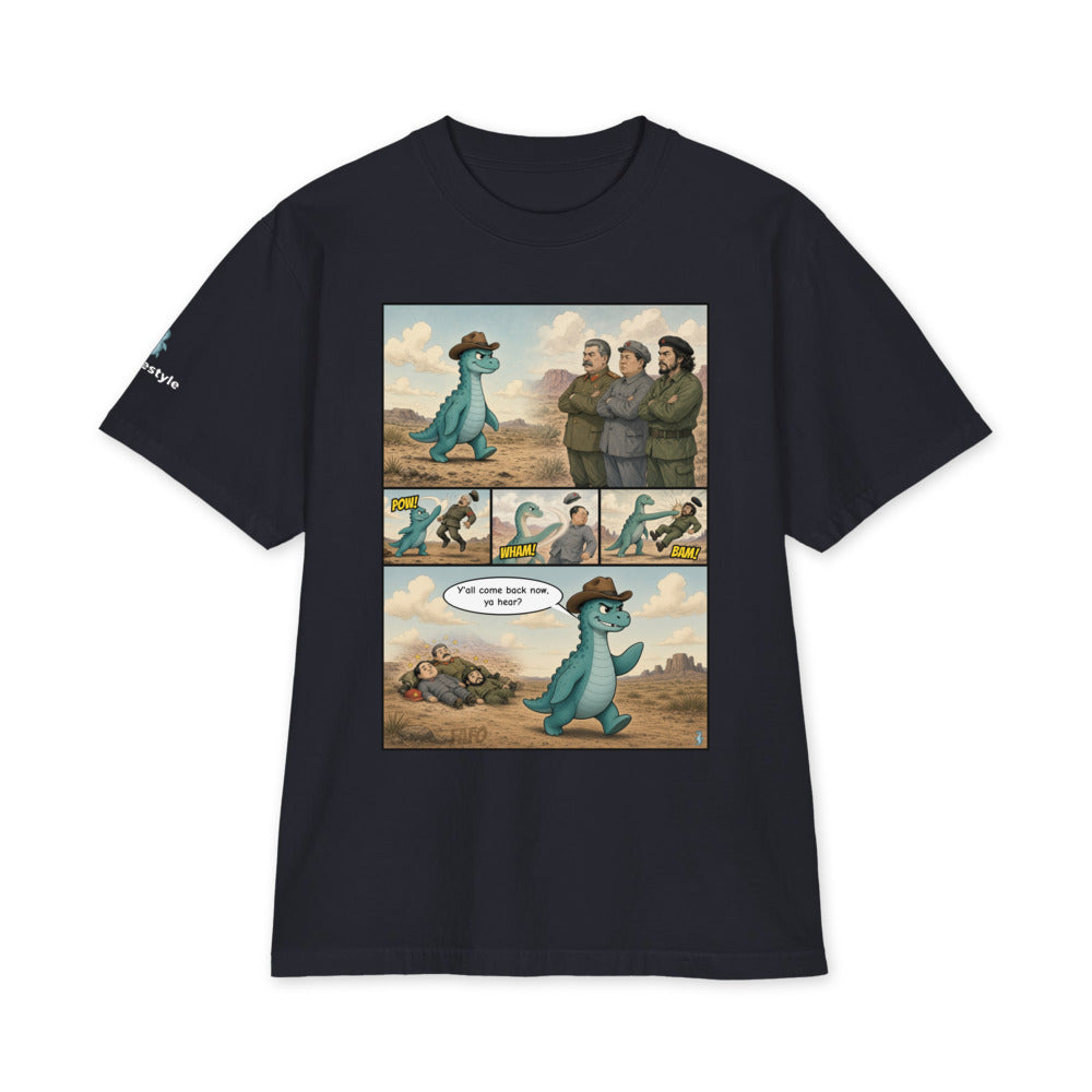 Y'all Come Back Now heavyweight tee in navy, front