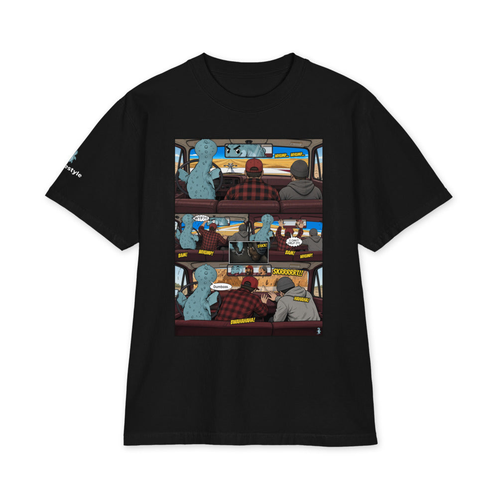 Whoop-di-doos heavyweight tee in black, front