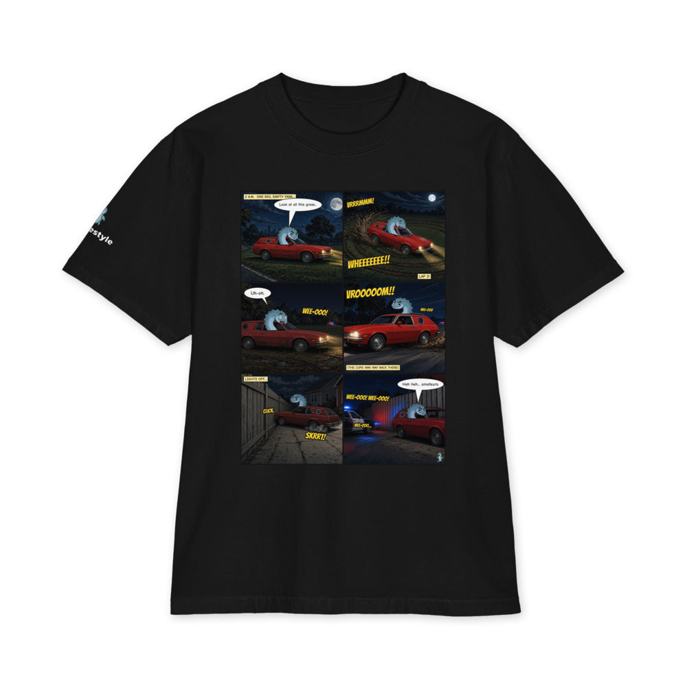 Pinto Cookie Chase heavyweight tee in black, front