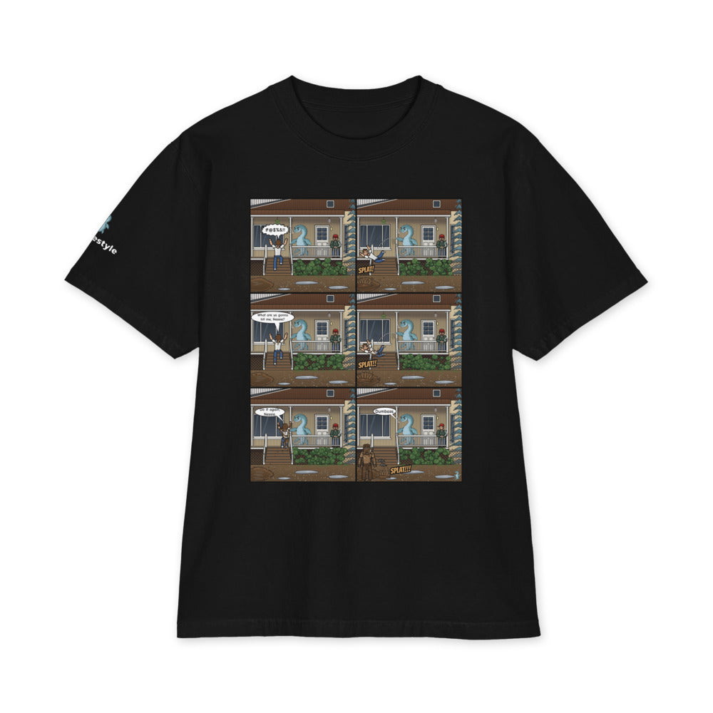 Porch Push heavyweight tee in black, front