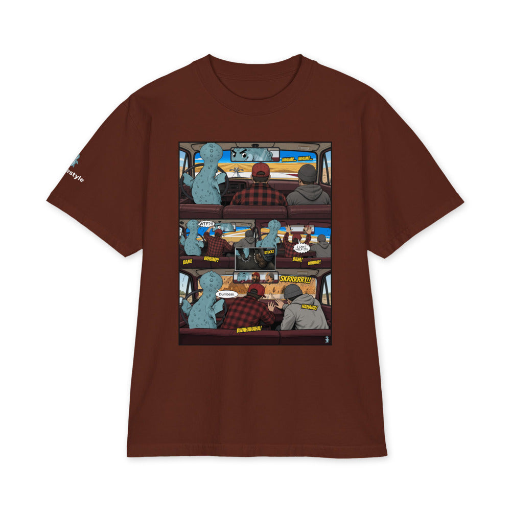 Whoop-di-doos heavyweight tee in brown, front