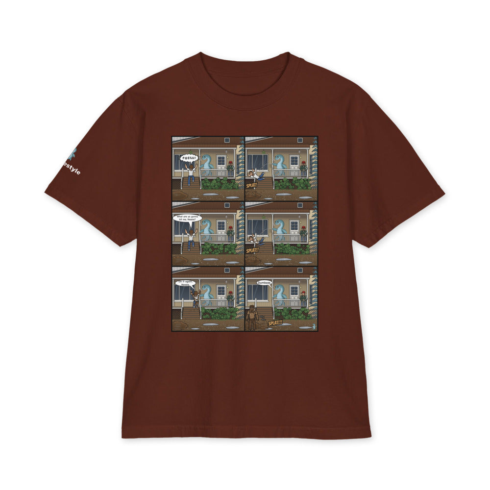 Porch Push heavyweight tee in brown, front
