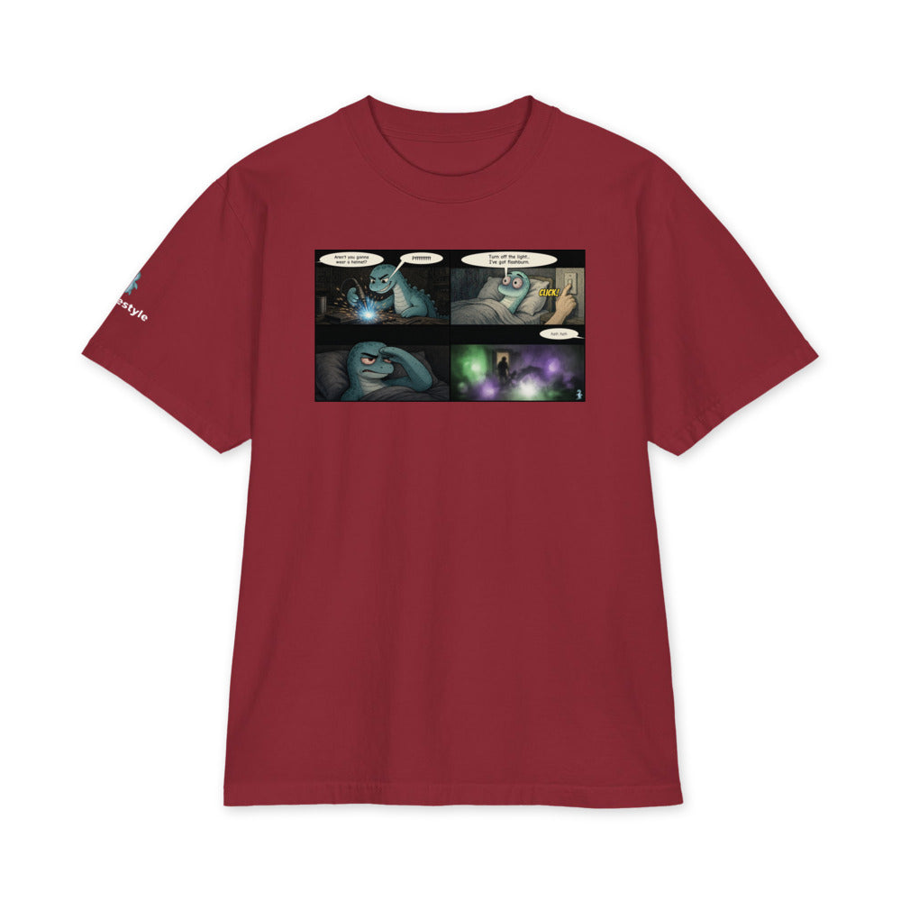 Flashburn heavyweight tee in burgundy, front