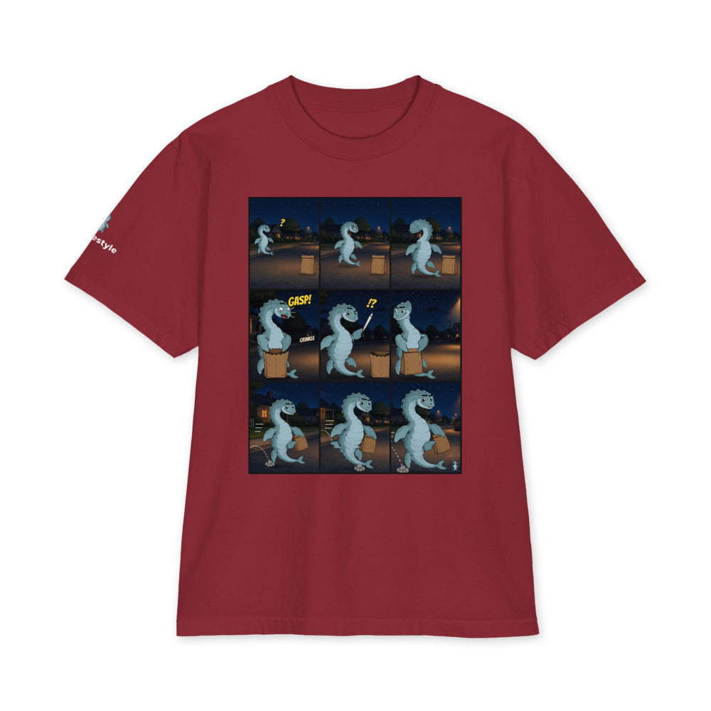 Bag in the Street heavyweight tee in burgundy, front