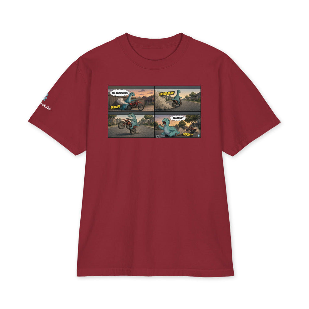 Mr. Sutherland heavyweight tee in burgundy, front