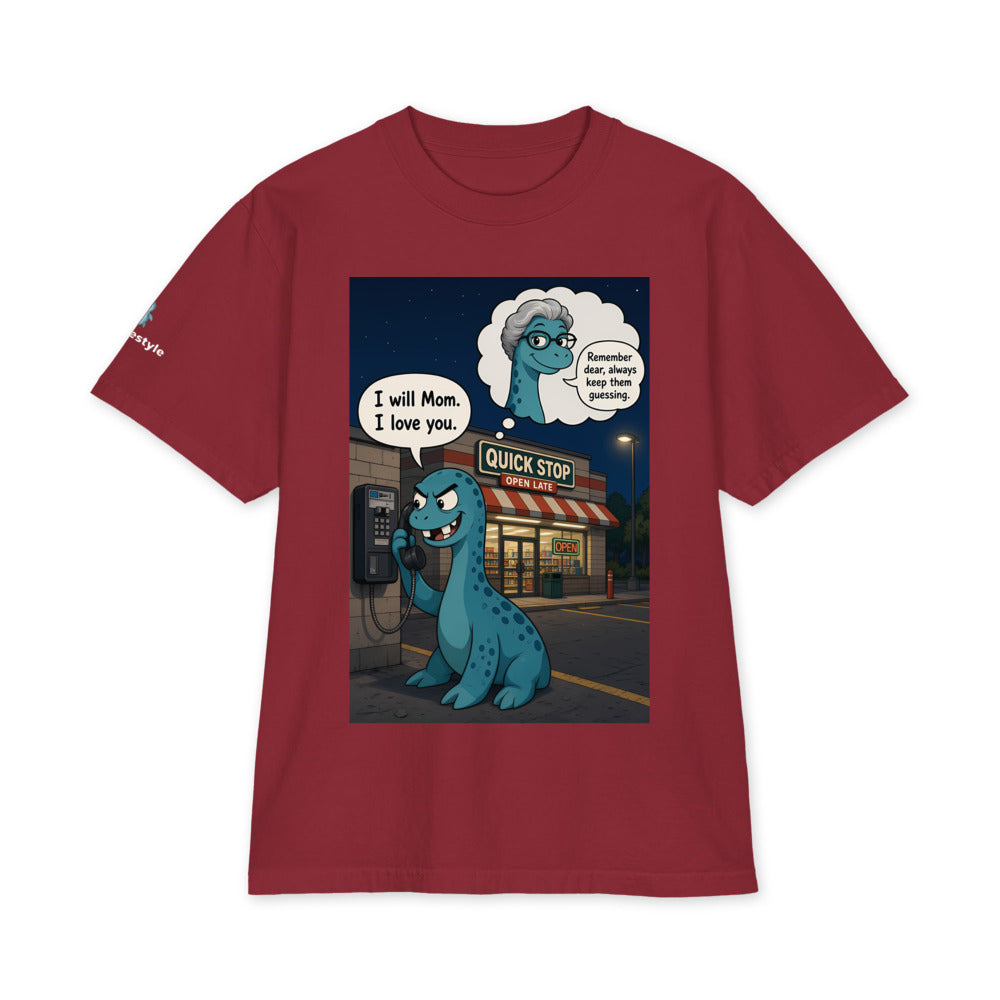 Payphone heavyweight tee in burgundy, front