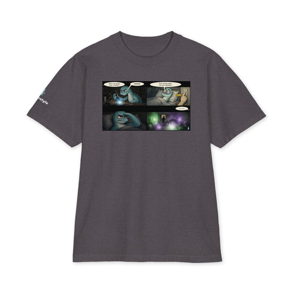 Flashburn heavyweight tee in charcoal grey, front