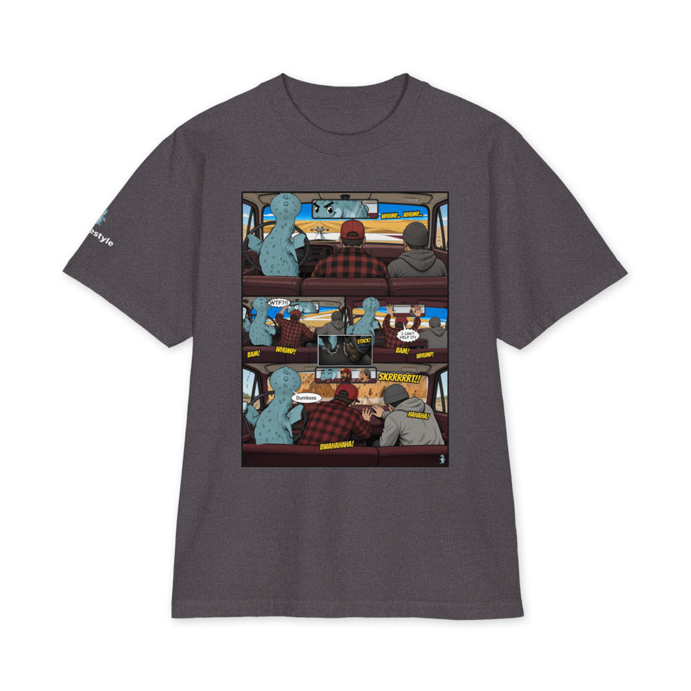Whoop-di-doos heavyweight tee in charcoal grey, front