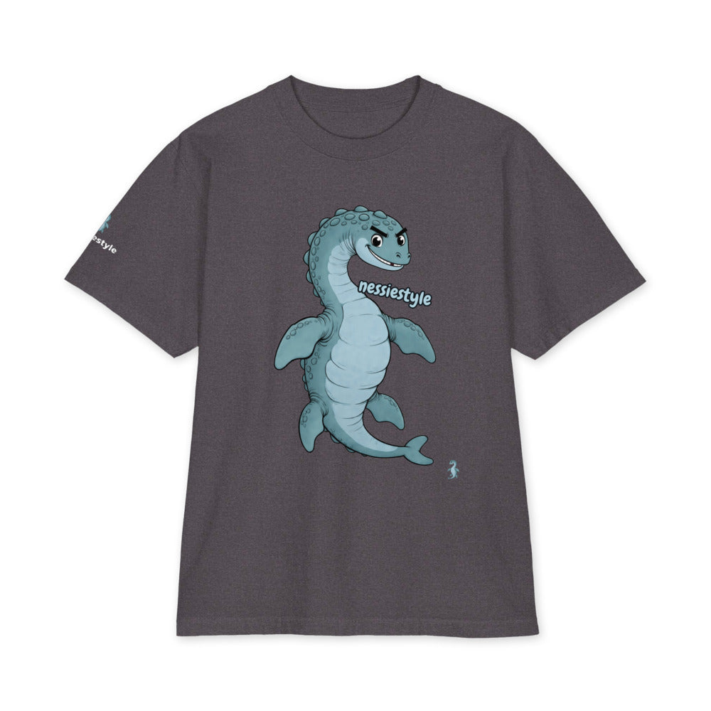 Nessie Solo heavyweight tee in charcoal grey, front
