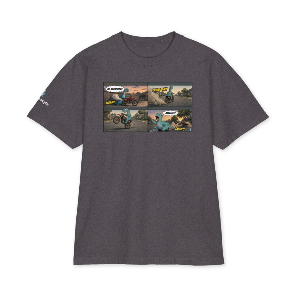 Mr. Sutherland heavyweight tee in charcoal grey, front