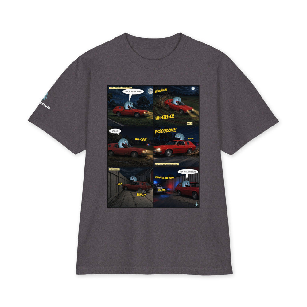 Pinto Cookie Chase heavyweight tee in charcoal grey, front
