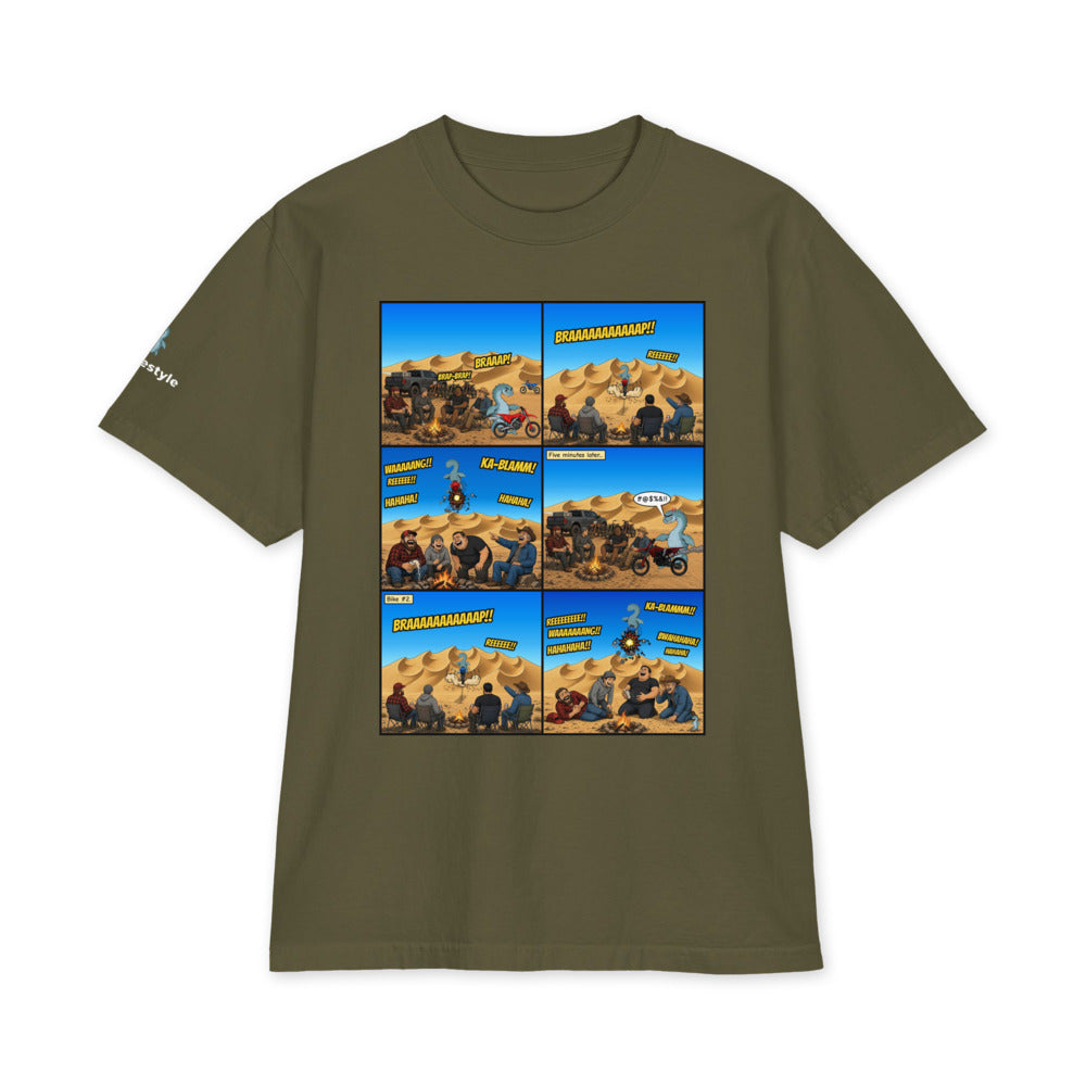 Double Engine Blow heavyweight tee in hunter green, front