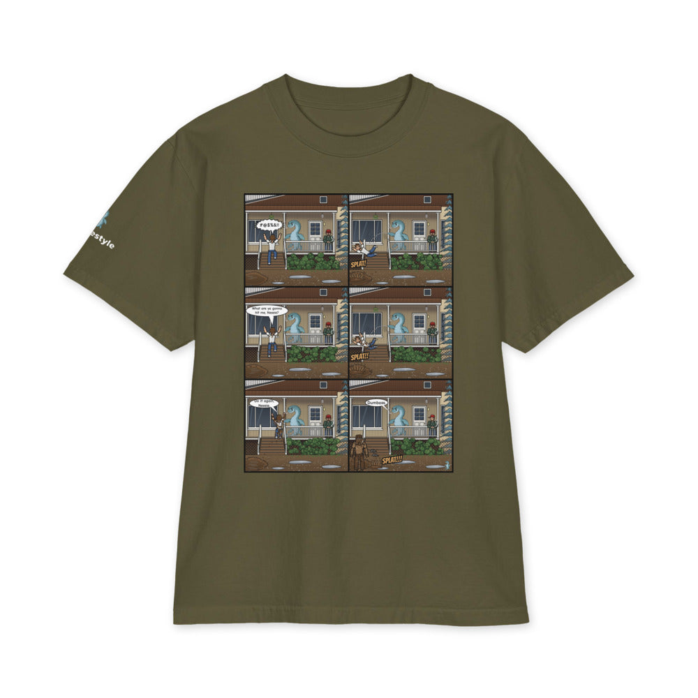 Porch Push heavyweight tee in hunter green, front