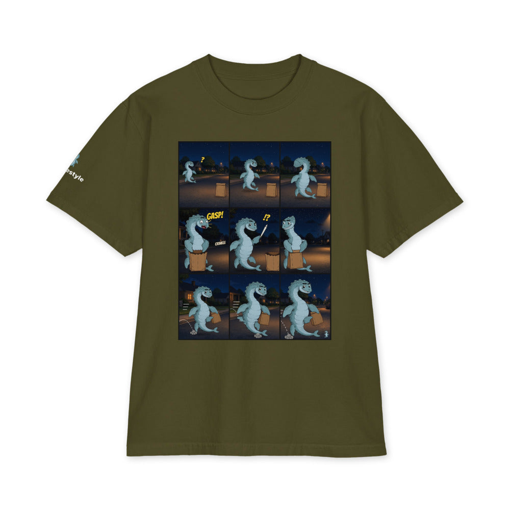 Bag in the Street heavyweight tee in olive, front