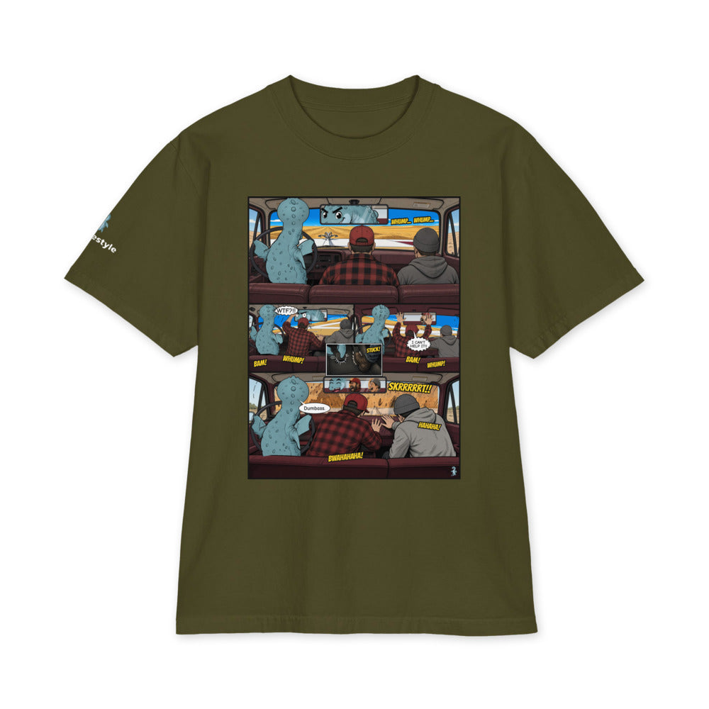 Whoop-di-doos heavyweight tee in olive, front
