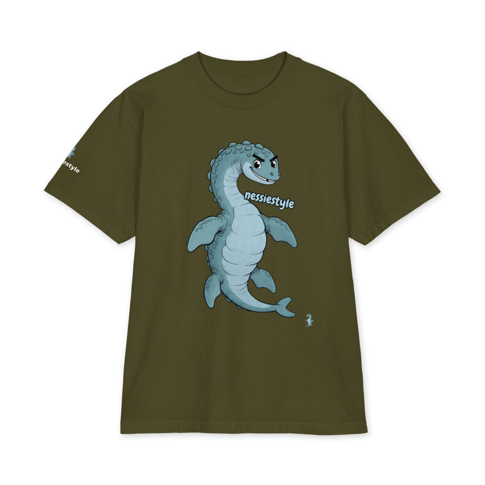 Nessie Solo heavyweight tee in olive, front