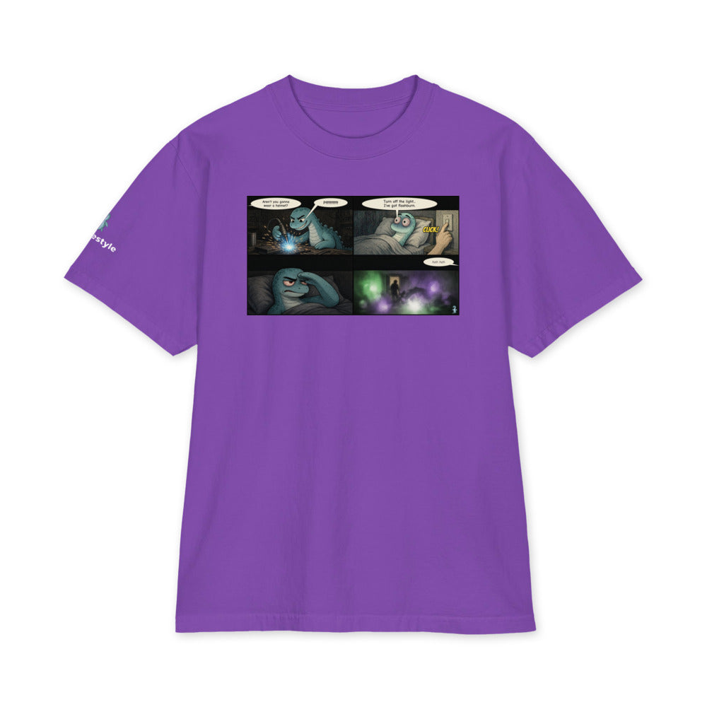 Flashburn heavyweight tee in purple, front