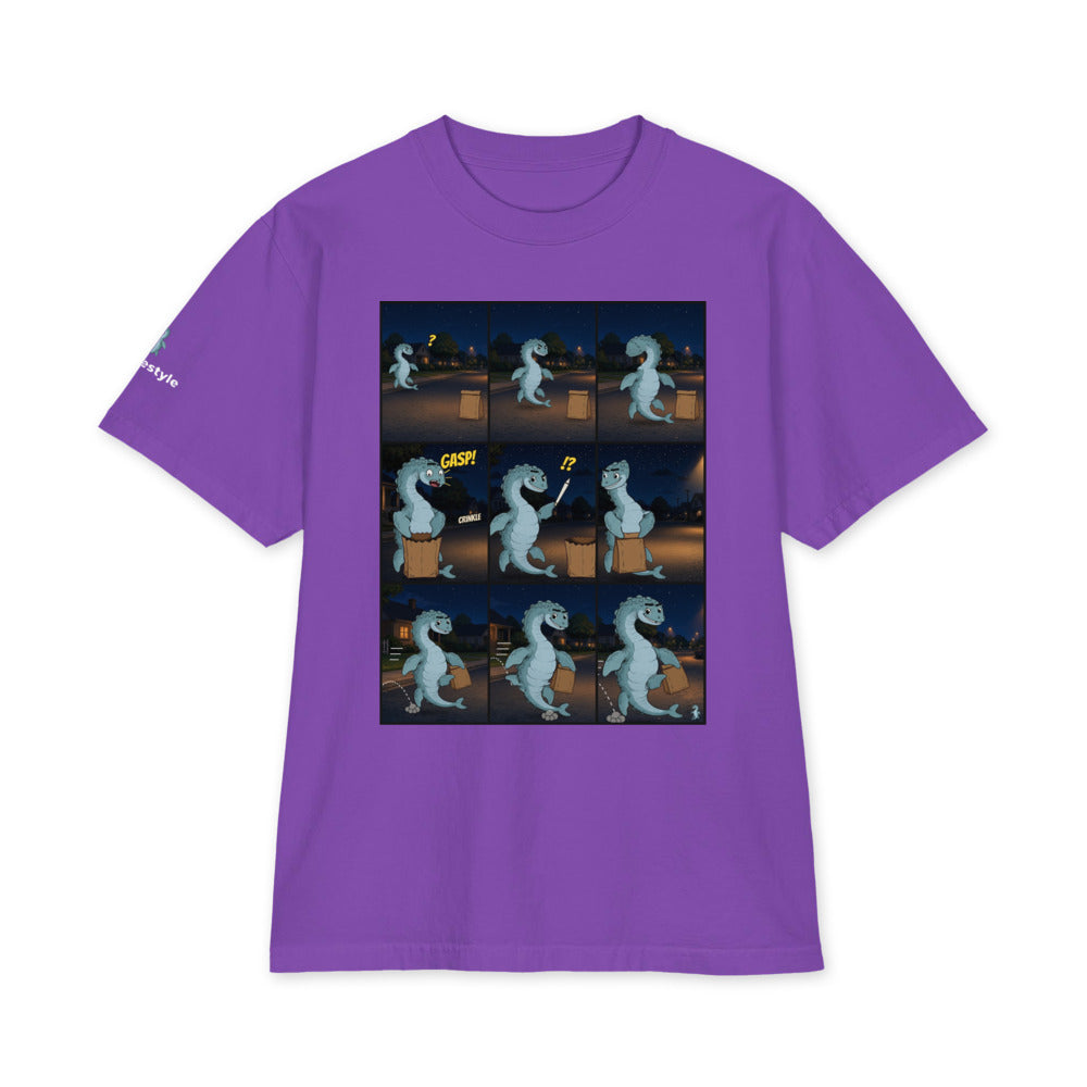 Bag in the Street heavyweight tee in purple, front