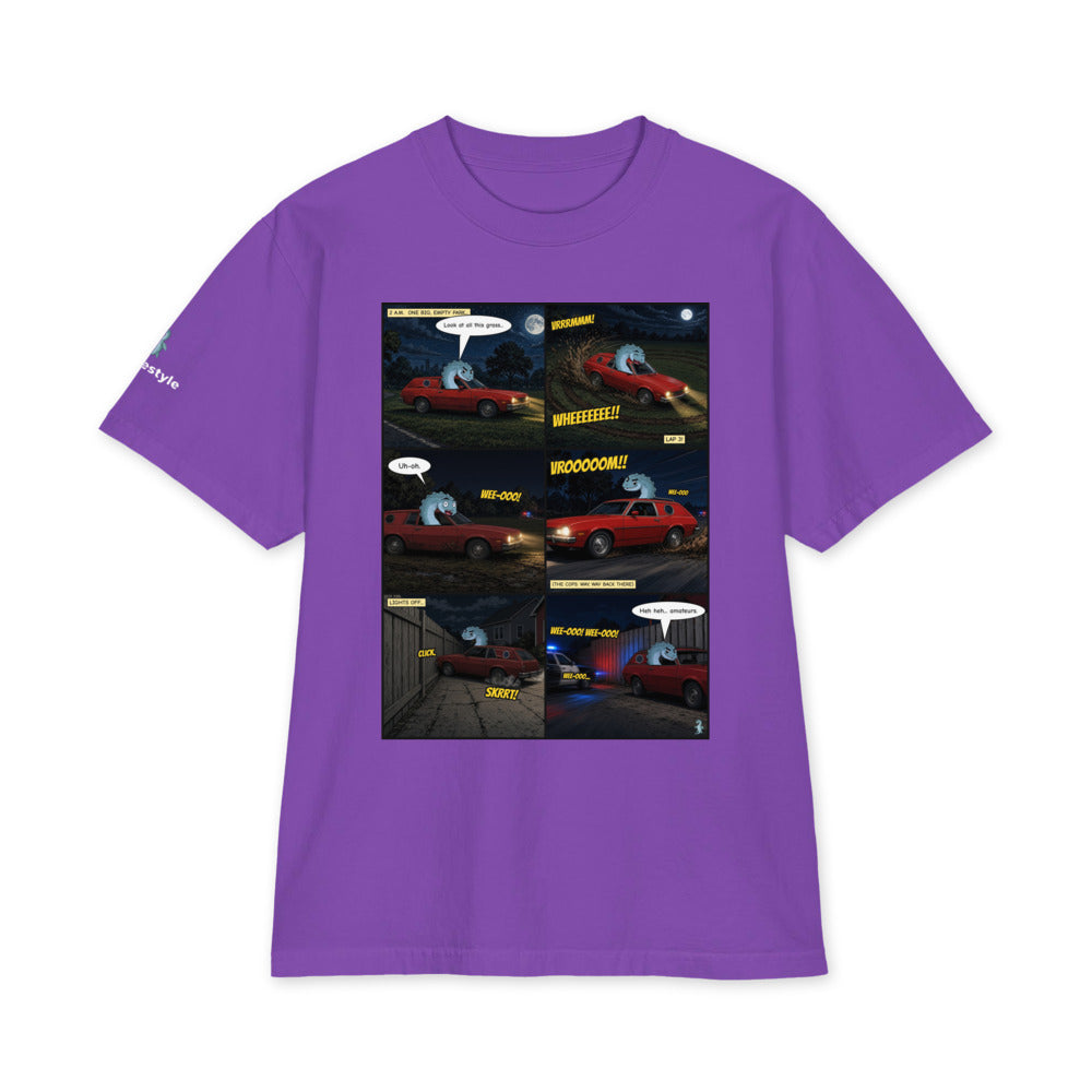 Pinto Cookie Chase heavyweight tee in purple, front