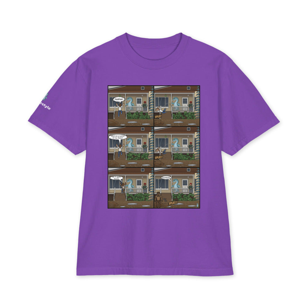 Porch Push heavyweight tee in purple, front